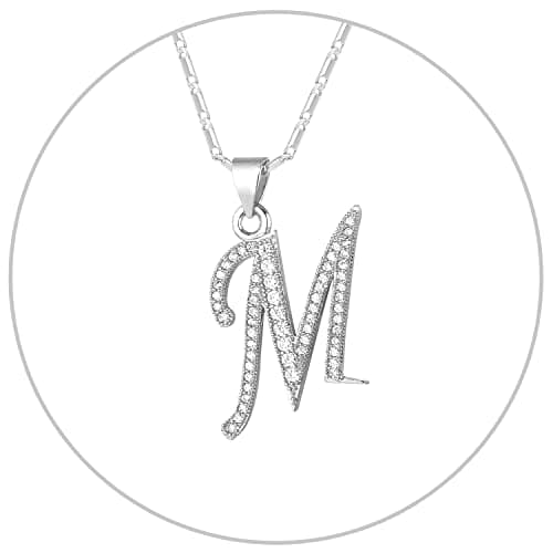 Alphabet A-Z Stainless Steel Choker for Women, Gold Plated CZ Jewelry, Gift Box Packed