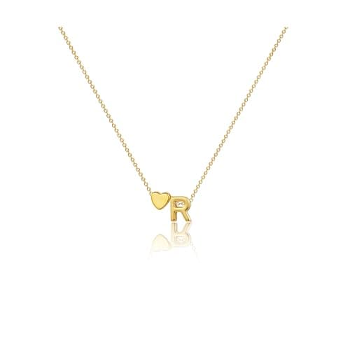 CAROVO 14K Gold Plated Heart Initial Necklaces for Women A-Z