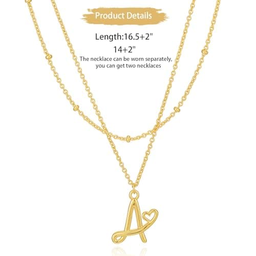 Bellino Mothers Day Gold/Silver Initial Heart Pendant Necklace for Women