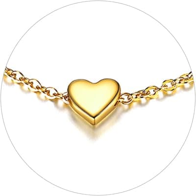 Chic Silver Personalized 925 Sterling Silver Tiny Heart Anklet for Women, Silver/Gold/Rose Gold (With Gift Box)