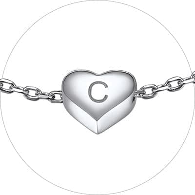 Chic Personalized 925 Sterling Silver Heart Initial Bracelet for Women(with Gift Box)