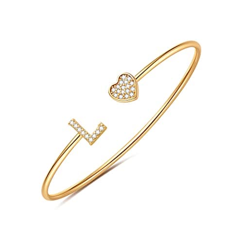 BRIJEWLIC 14K Gold Plated Initial Bracelets for Women and Girls