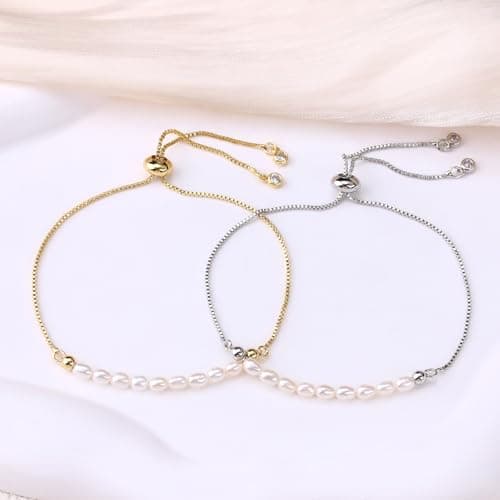 Summer Love Dainty Gold & Pearl Bracelet | 18K Gold Plated Freshwater Pearl (Platinum)