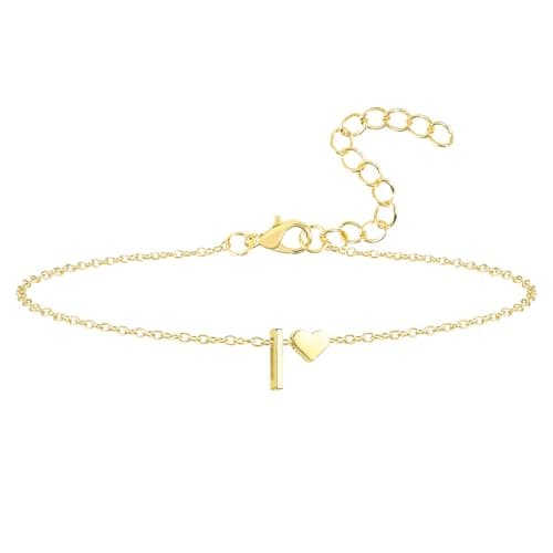Seaield Women's 14K Gold Plated Personalized Initial Bracelet Trendy Gift