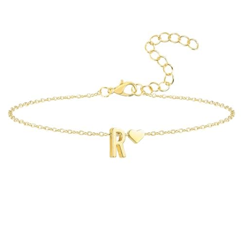 Seaield Women's 14K Gold Plated Personalized Initial Bracelet Trendy Gift