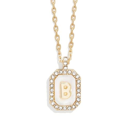 BaubleBar Gold & Mother of Pearl Initial Necklaces