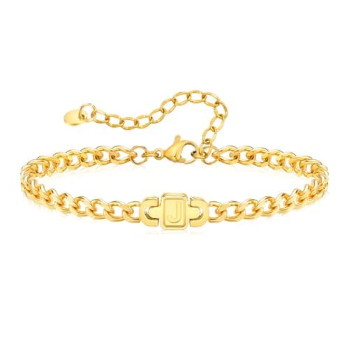Personalized A-Z Initial Stainless Steel Bracelets for Men and Women