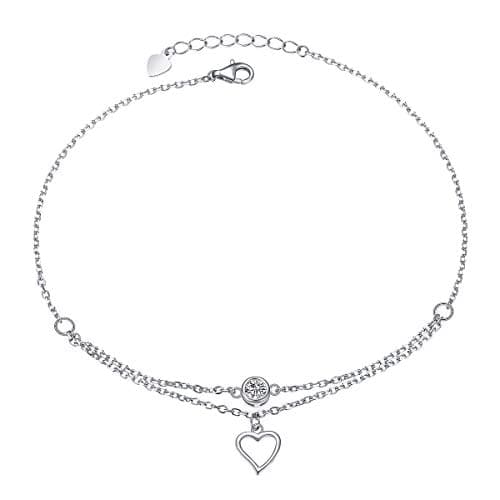S925 Sterling Silver Evil Eye Starfish Heart Anklet for Women