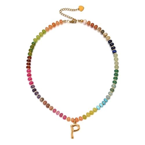 PDOUSELF Boho Personalized Beaded Initial Choker Necklace for Women Summer Beach