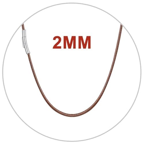 Customizable U7 Leather Cord Necklace - Black/Brown 3mm/2mm, Stainless Steel Clasp, 16-30"
