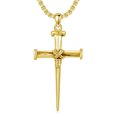 MEIDERBO 925 Sterling Silver 3 Nail Cross Pendant Men's Jewelry