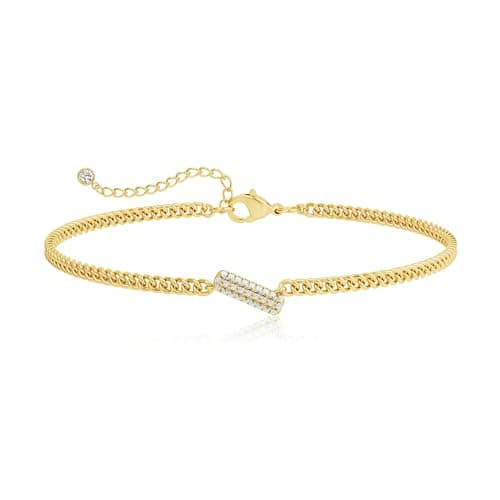 Glowing Gold Moodear Bracelets for Women - Adjustable 14K Gold Plated CZ Bubbles Cubano