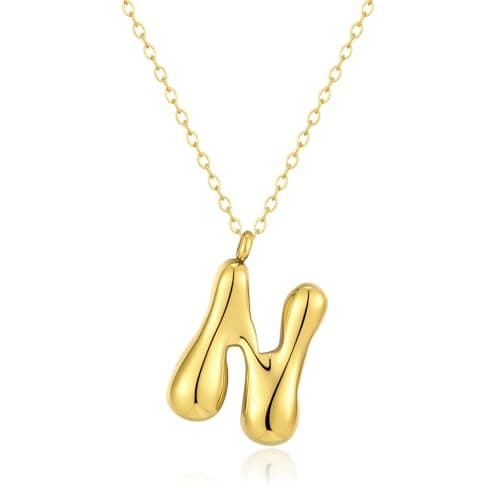 Kainier Colorful Balloon Alphabet Name Pendant 14K Gold Plated Necklaces…