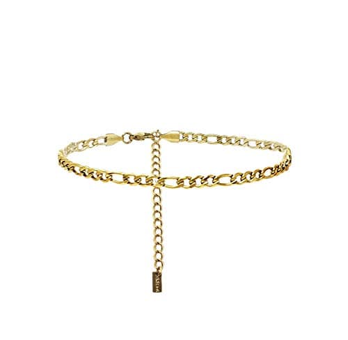 Fashion 21 Stainless Steel Cuban Rope Chain Anklet for Women Adjustable Waterproof Beach Fashion