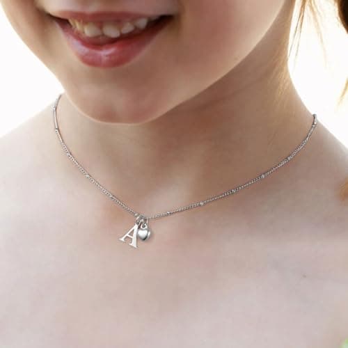 Vrsilver Easter Basket Stuffers: Heart Initial Necklaces for Girls & Women Jewelry