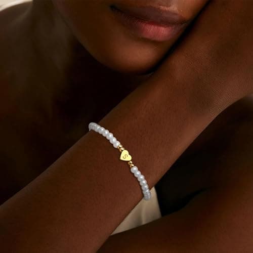 2025 Trendy Gold Initial Pearl Bracelet for Women