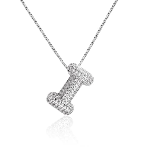Qyalie Gold Plated Chunky Bubble Initial Letter Necklace for Women
