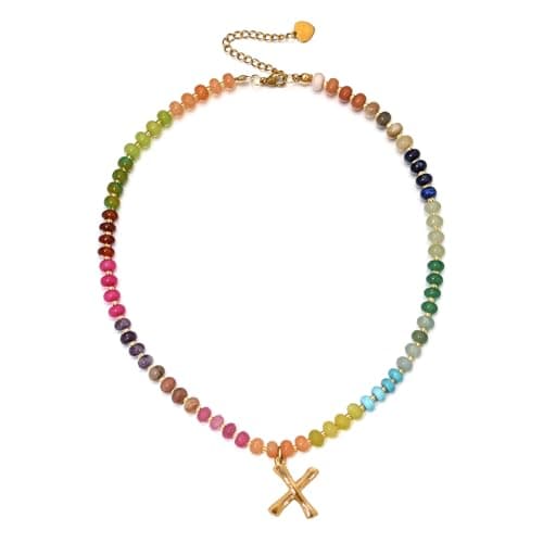 PDOUSELF Boho Personalized Beaded Initial Choker Necklace for Women Summer Beach