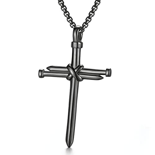AZFVBQL Men's & Women's Stainless Steel Cross Necklace Pendant Jewelry