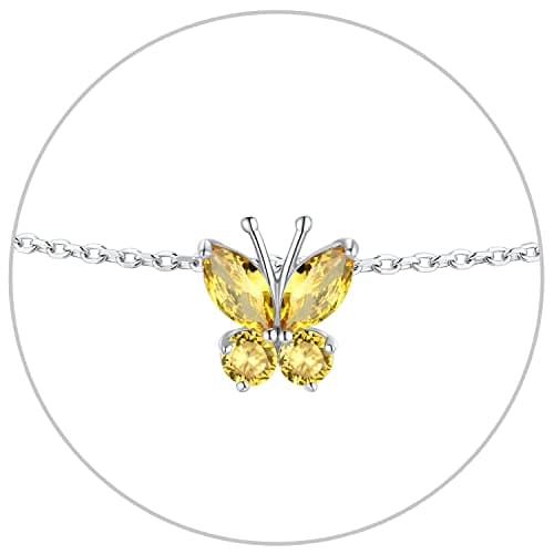 SILVERCUTE 925 Sterling Silver Butterfly Anklet for Women Waterproof Summer Beach Jewelry 22-27cm