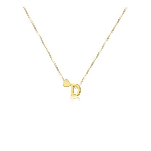 CAROVO 14K Gold Plated Heart Initial Necklaces for Women A-Z
