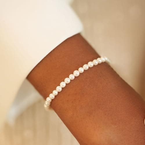 14K Gold Filled Pearl Bracelet for Women 6.5"+2"