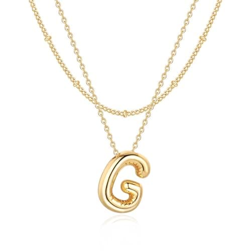 NateBur 14K Gold Layered Balloon Initial A-Z Choker Necklace, Personalized Birthday Gift for Women