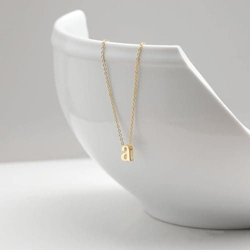 MonooC Personalized Lowercase Initial 14K Gold Necklaces for Women & Girls