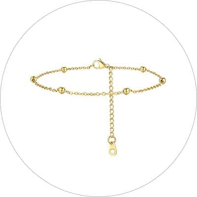 Focalook 14K Gold Plated Plus Size Anklet Jewelry 8.5-10.5" Adjustable