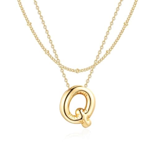 NateBur 14K Gold Layered Balloon Initial A-Z Choker Necklace, Personalized Birthday Gift for Women