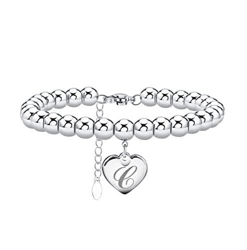 Monily Stainless Steel Heart Alphabet Bracelet for Women