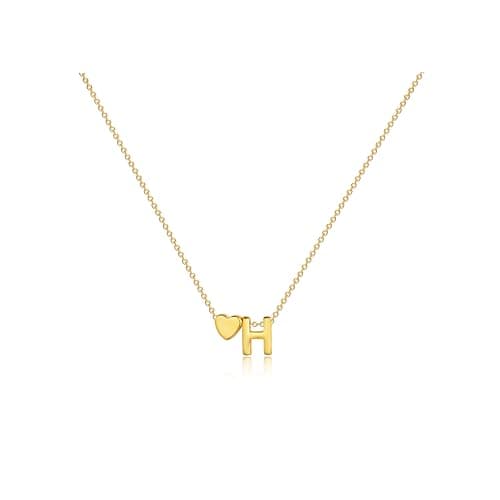 CAROVO 14K Gold Plated Heart Initial Necklaces for Women A-Z