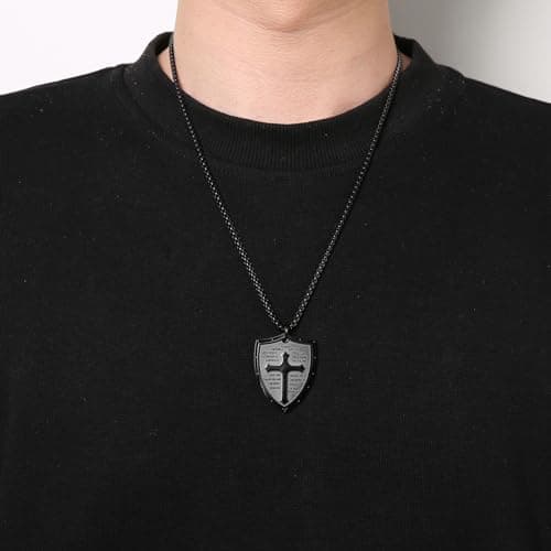 HZMAN Shield of Faith Cross Pendant Necklace