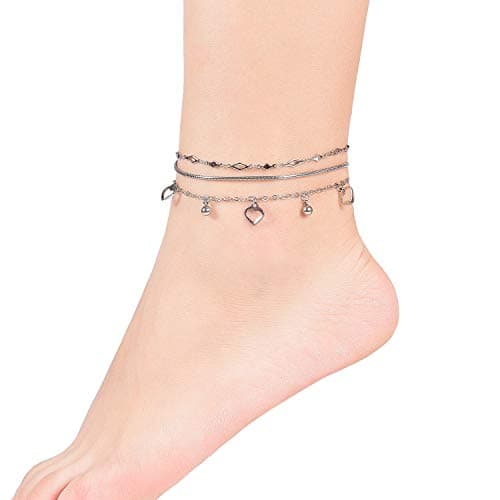 Hoduar 14K Gold Plated Stainless Steel Ankle Bracelet Set
