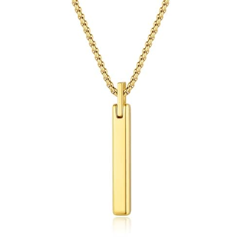 COAI Tungsten Bar Necklace for Men, 20"-26" Platinum/Silver Pendant