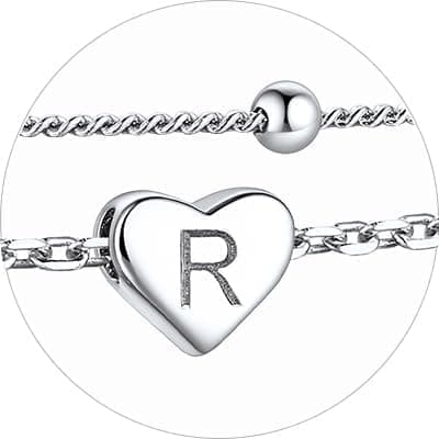 Stylish Women's 925 Sterling Silver Heart Anklets with Beads (Gift Box Included)