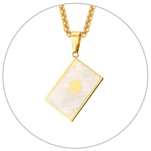 Men's U7 Stainless Steel 18K Gold Plated Arrowhead/Wolf Teeth Pendant Necklace