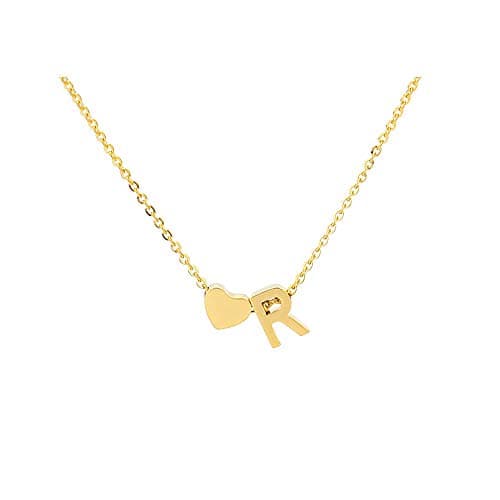 Tiny Gold Heart Initial Necklace - Personalized Mom's Gift for Women
