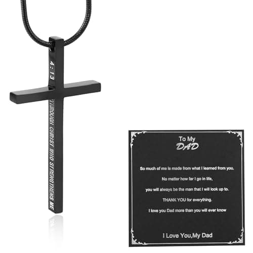 HZMAN Philippians 4:13 Strength Cross Pendant Stainless Steel Necklace