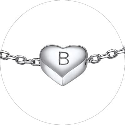 Chic Personalized 925 Sterling Silver Heart Initial Bracelet for Women(with Gift Box)