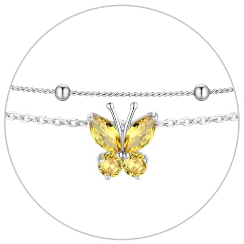SILVERCUTE 925 Sterling Silver Butterfly Anklet for Women Waterproof Summer Beach Jewelry 22-27cm