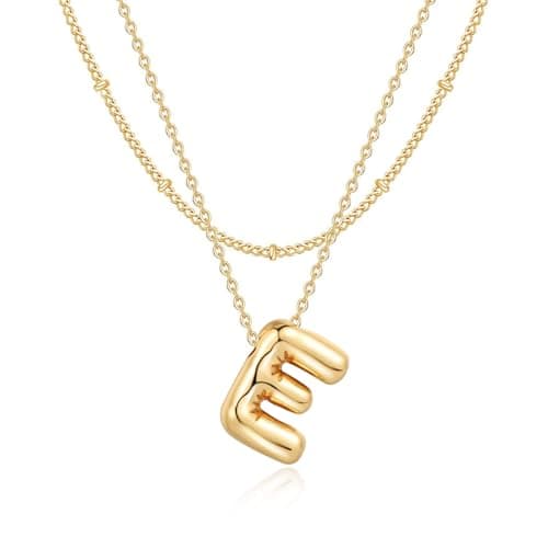 NateBur 14K Gold Layered Balloon Initial A-Z Choker Necklace, Personalized Birthday Gift for Women
