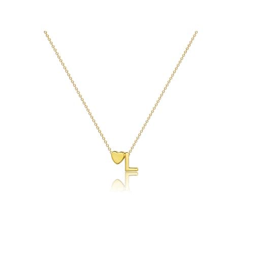 CAROVO 14K Gold Plated Heart Initial Necklaces for Women A-Z