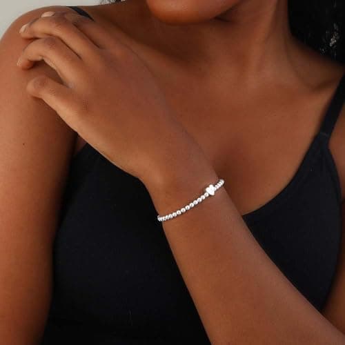 City Gold Initial Beaded Heart Bracelet for Women