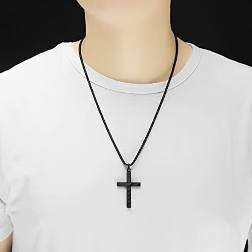 ZRAY American Flag Cross Necklace - Patriotic Stainless Steel Chain Gift for Dad