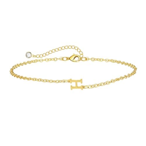 Kyerlyn Alphabet A-Z Adjustable Gold Plated Bracelet for Women