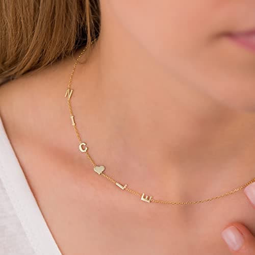 SilveristicJewelry 925 Sterling Silver Sideways Initial Necklace, Custom Letter Gift for Her
