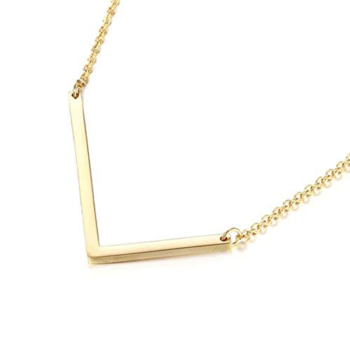 MOMOL Sideways Initial Necklace - Large 18K Gold Plated Stainless Steel Pendant for Women