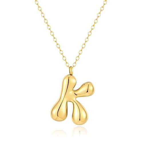 Kainier Colorful Balloon Alphabet Name Pendant 14K Gold Plated Necklaces…