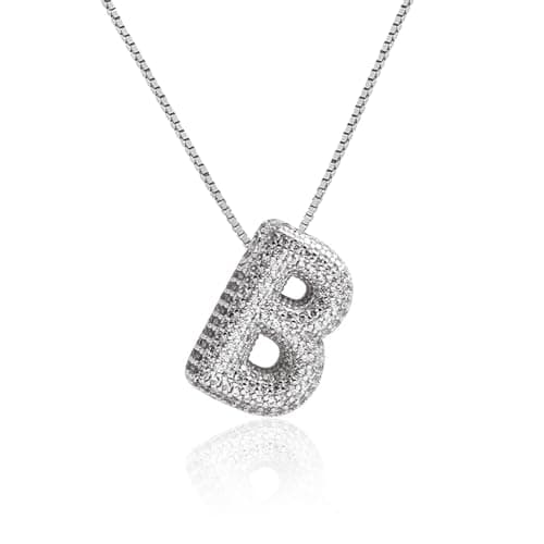 Qyalie Gold Plated Chunky Bubble Initial Letter Necklace for Women